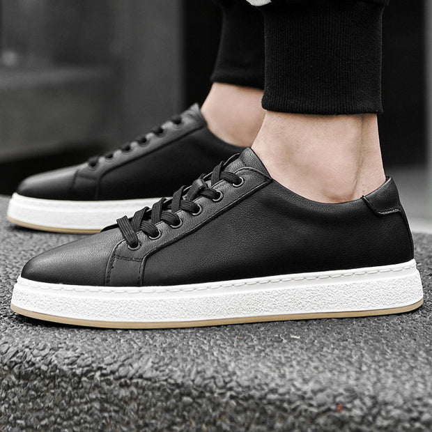 Men's Genuine Leather Lace-up Soft Bottom Platform Sneakers