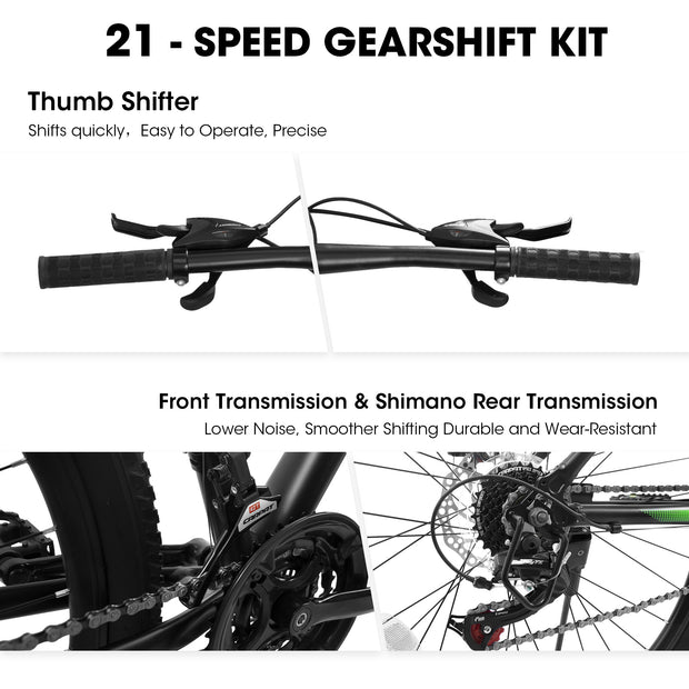 27 Inch Mountain Bike 21 Speed, Suspension Fork, Aluminum Frame Disc Brake, Mountain Bike.