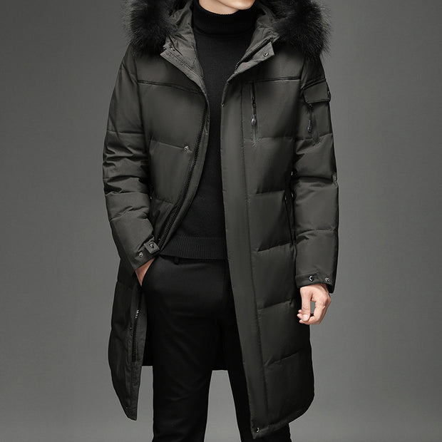 Men's Faux Fur Long Over Knee Down Coat