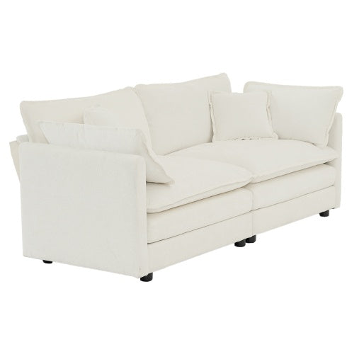 Modern Fabric Double Sofa With 4 Pillows