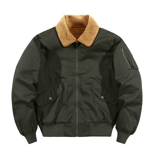 A Fleece-lined Warm Pure Cotton Washed Jacket