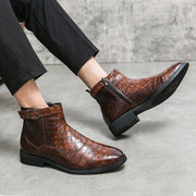 Men's Crocodile Pattern Boots Fashion.