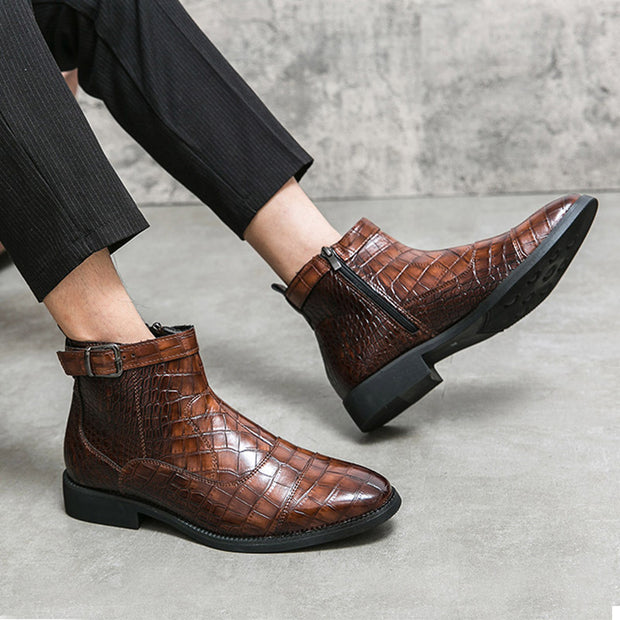 Men's Crocodile Pattern Boots Fashion.