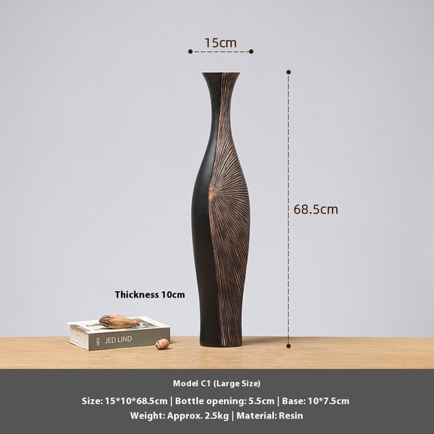Retro Affordable Luxury Vertical High Floor Vase Decoration