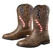 New Thick-heel Leather Patchwork Men's Leather Boots