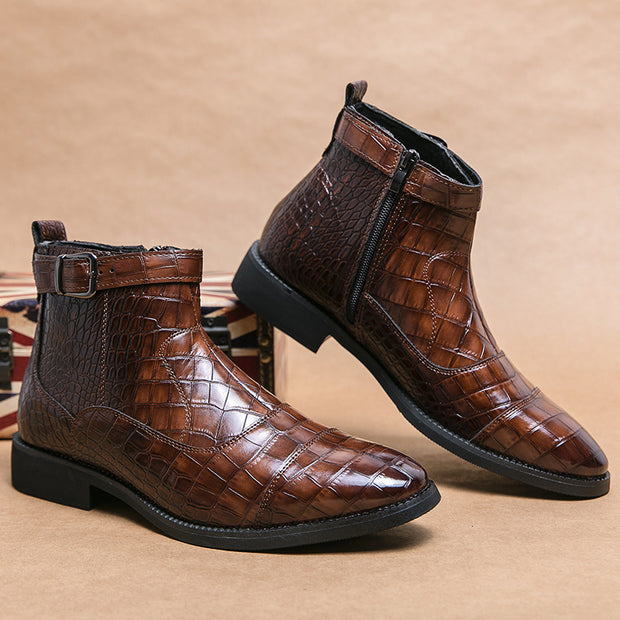 Men's Crocodile Pattern Boots Fashion.