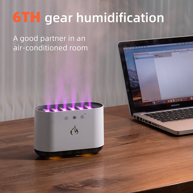 Dynamic Flame Humidifier USB Portable H20 Smart Ultrasonic Voice-Control Room Humidifier With 7 Colors Light