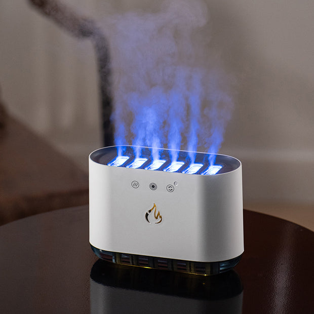Dynamic Flame Humidifier USB Portable H20 Smart Ultrasonic Voice-Control Room Humidifier With 7 Colors Light