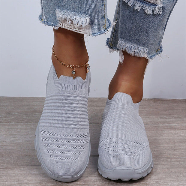 Knit Sock Shoes Women Comfortable Breathable Flats Shoes Walking Running Sneakers