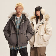 Retro Fur Collar Hood Parker Down Jacket