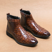 Men's Crocodile Pattern Boots Fashion.