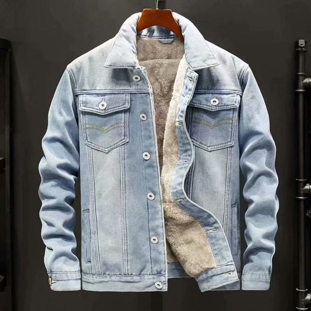 Denim Jacket Autumn Loose Trendy Warm Workwear Top