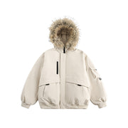 Retro Fur Collar Hood Parker Down Jacket