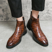 Men's Crocodile Pattern Boots Fashion.
