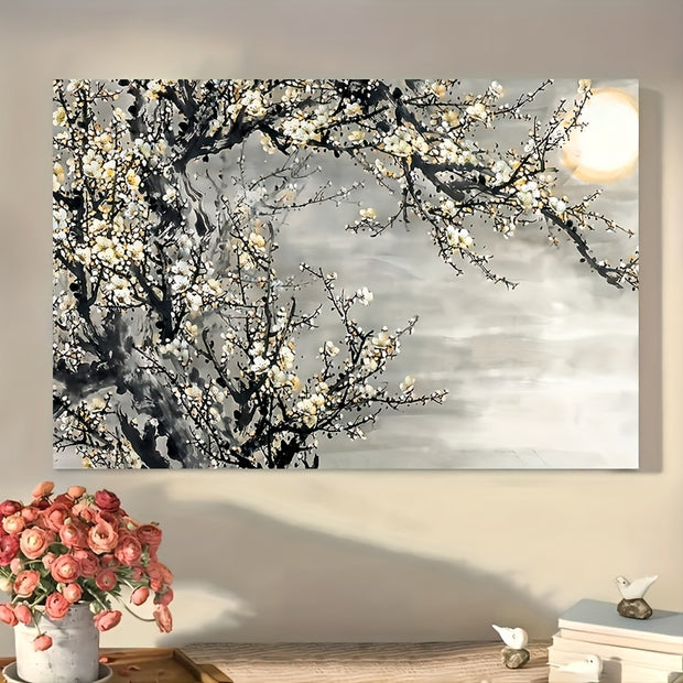 Framed Wooden Canvas Painting, Yellow Framed Wall Art Home Decoration, Holiday Gift