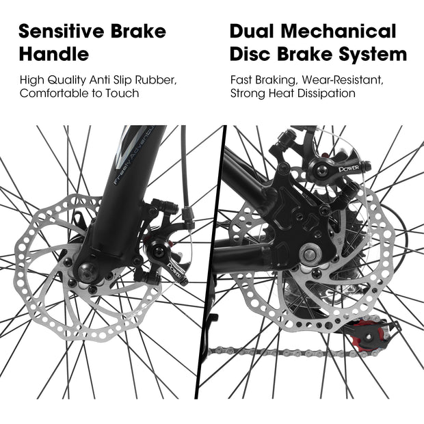 27 Inch Mountain Bike 21 Speed, Suspension Fork, Aluminum Frame Disc Brake, Mountain Bike.