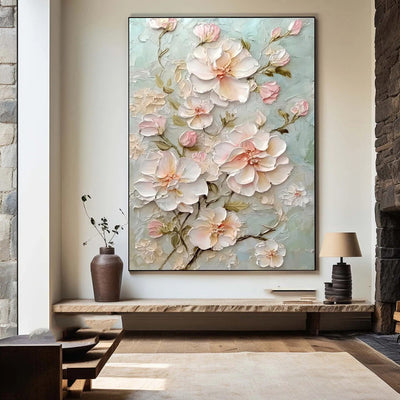 Colorful Handmade Flower Artwork Modern Spring Flowers Thick Oil Painting