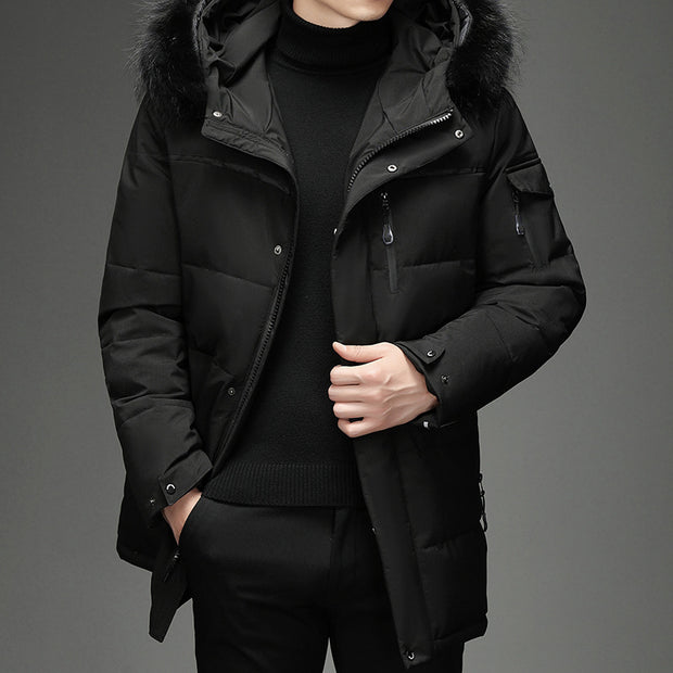 Men's Faux Fur Long Over Knee Down Coat