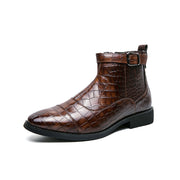 Men's Crocodile Pattern Boots Fashion.