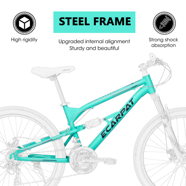 26 Inch Steel Frame Shock Fork Plus Shock Absorber 21-speed Unisex Mountain Bike
