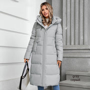 Women's Long Hooded Zip-up Cotton Coat