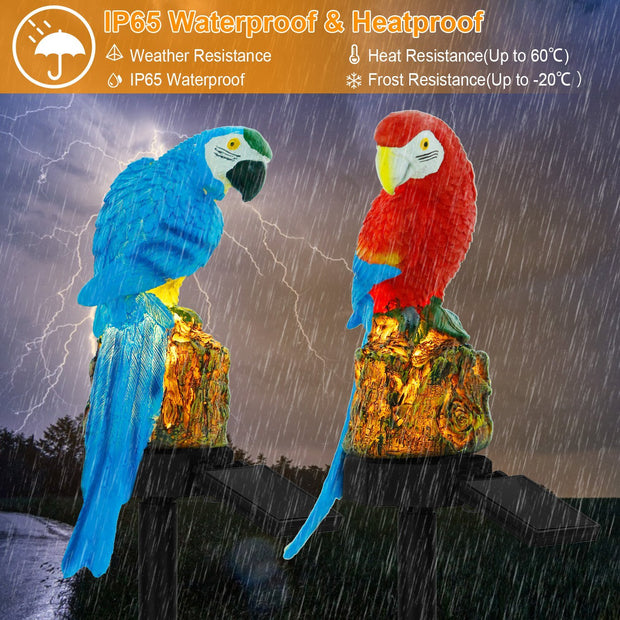 1Pc Solar Powered Parrot Garden Light IP65 Waterproof LED Parrot Landscape Lamp.